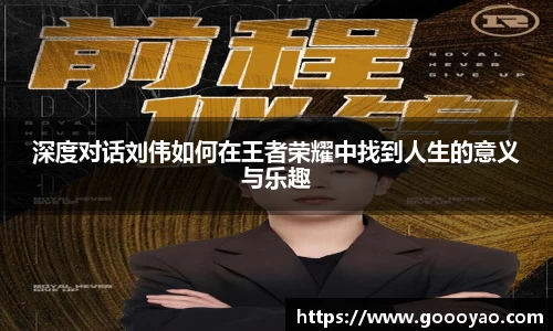 深度对话刘伟如何在王者荣耀中找到人生的意义与乐趣